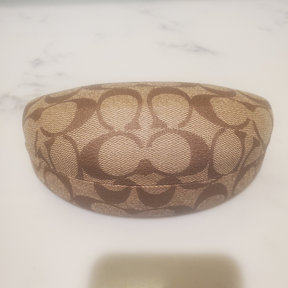 Coach Gold and Brown Sunglass Case
